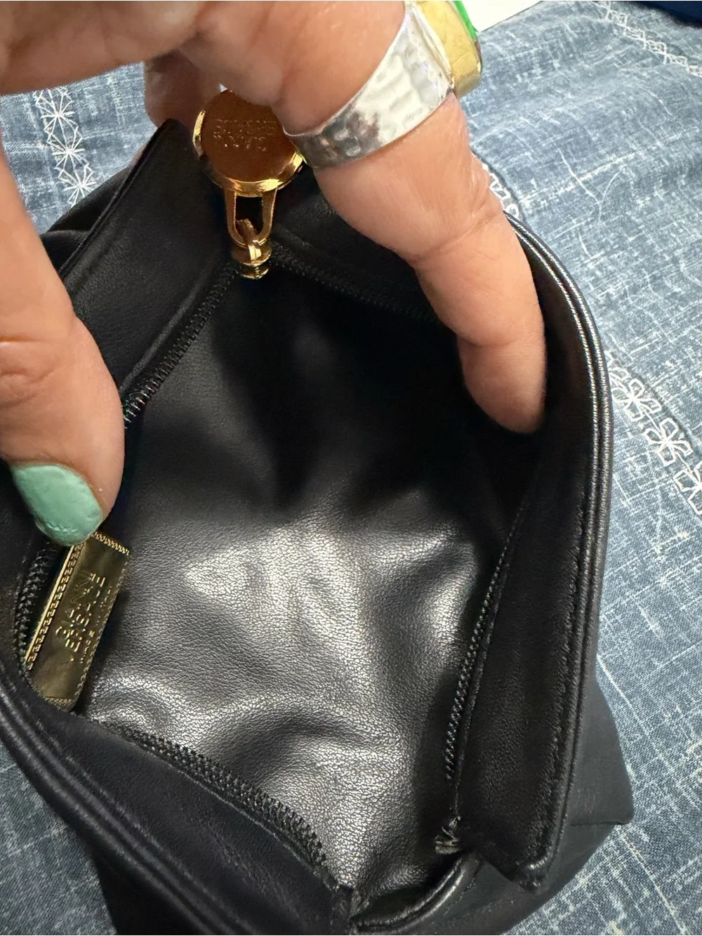 Versace Black Leather Cosmetic Pouch with Gold Medallion
